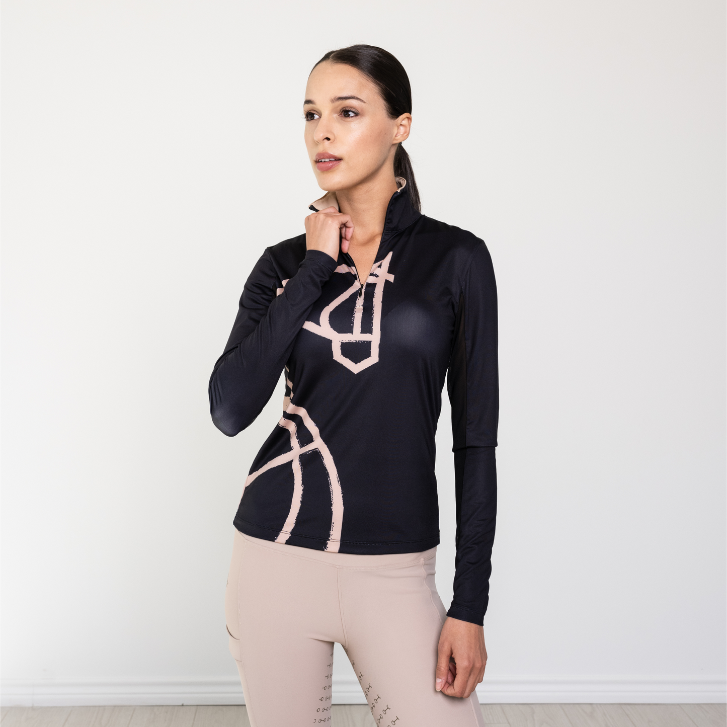 Haute Voyage Collection Long Sleeve Shirt "Painted Horse" Black